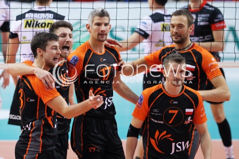  11.02.2014 RZESZOW POLAND <br />SIATKOWKA LIGA MISTRZOW MEN CEV VOLLEYBALL CHAMPIONS LEAGUE 2013/2014 MATCH<br />ASSECO RESOVIA -  JASTRZEBSKI WEGIEL <br />N/Z MICHAL MASNY ROB BONTJE NICOLAS MARECHAL MICHAL KUBIAK MICHAL LASKO RADOSC EMOCJE <br /> 