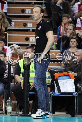  11.02.2014 RZESZOW POLAND <br />SIATKOWKA LIGA MISTRZOW MEN CEV VOLLEYBALL CHAMPIONS LEAGUE 2013/2014 MATCH<br />ASSECO RESOVIA -  JASTRZEBSKI WEGIEL <br />N/Z LORENZO BERNARDI TRENER ( HEAD COACH ) SYLWETKA <br /> 