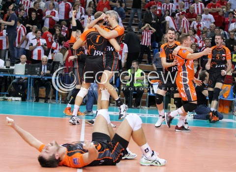  11.02.2014 RZESZOW POLAND <br />SIATKOWKA LIGA MISTRZOW MEN CEV VOLLEYBALL CHAMPIONS LEAGUE 2013/2014 MATCH<br />ASSECO RESOVIA -  JASTRZEBSKI WEGIEL <br />N/Z MICHAL KUBIAK WYGRANA AWANS RADOSC EMOCJE <br /> 