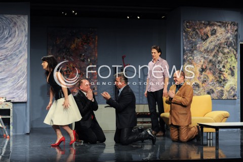  11.02.2014 WARSZAWA<br />
SPEKTAKL ZUS CZYLI ZALOTNY USMIECH SLONIA W TEATRZE KAMIENICA<br />
N/Z  KATARZYNA PAKOSINSKA  EMILIAN KAMINSKI PAWEL BURCZYK TOMASZ GESIKOWSKI<br />
 