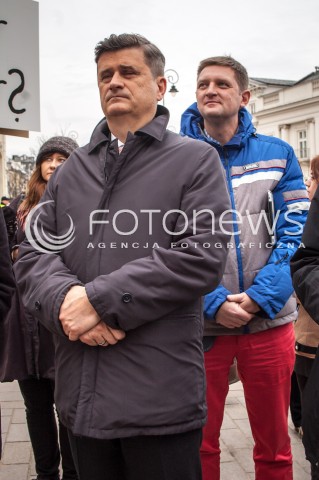  15.02.2014 WARSZAWA MANIFESTACJA TWOJEGO RUCHU PT KULTURA ZAMIAST KULTU N/Z POSEL JANUSZ PALIKOT ANDRZEJ ROZENEK  