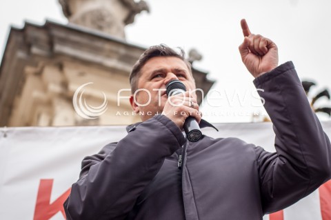  15.02.2014 WARSZAWA MANIFESTACJA TWOJEGO RUCHU PT KULTURA ZAMIAST KULTU N/Z POSEL JANUSZ PALIKOT  