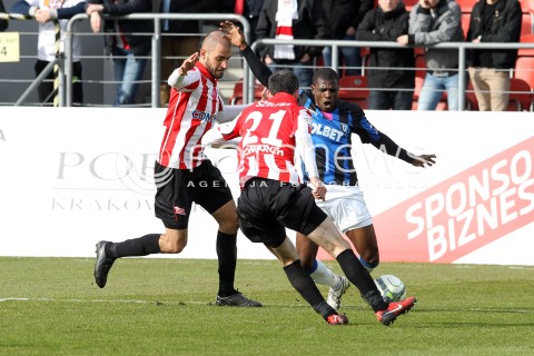  15.02.2014 KRAKOW<br />PILKA NOZNA POLSKA T-MOBILE EKSTRAKLASA SEZON 2013/2014 <br />FOOTBALL POLISH EKSTRAKLASA SEASON 2013/2014<br />CRACOVIA - ZAWISZA BYDGOSZCZ<br />N/Z LUIS CARLOS SLAWOMIR SZELIGA KRZYSZTOF NYKIEL <br /> 