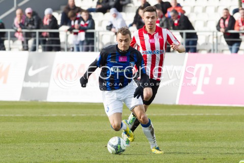  15.02.2014 KRAKOW<br />PILKA NOZNA POLSKA T-MOBILE EKSTRAKLASA SEZON 2013/2014 <br />FOOTBALL POLISH EKSTRAKLASA SEASON 2013/2014<br />CRACOVIA - ZAWISZA BYDGOSZCZ<br />N/Z MICHAL MASLOWSKI KRZYSZTOF DANIELEWICZ <br /> 
