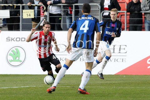  15.02.2014 KRAKOW<br />PILKA NOZNA POLSKA T-MOBILE EKSTRAKLASA SEZON 2013/2014 <br />FOOTBALL POLISH EKSTRAKLASA SEASON 2013/2014<br />CRACOVIA - ZAWISZA BYDGOSZCZ<br />N/Z ROK STRAUS JAKUB WOJCICKI ANDRE MICAEL PEREIRA <br /> 