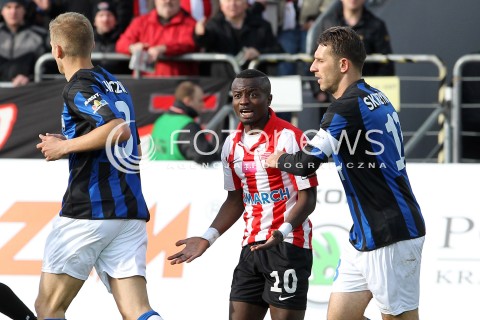  15.02.2014 KRAKOW<br />PILKA NOZNA POLSKA T-MOBILE EKSTRAKLASA SEZON 2013/2014 <br />FOOTBALL POLISH EKSTRAKLASA SEASON 2013/2014<br />CRACOVIA - ZAWISZA BYDGOSZCZ<br />N/Z SAIDI NTIBAZONKIZA ZLOSC EMOCJE PRZEGRANA PORAZKA<br /> 