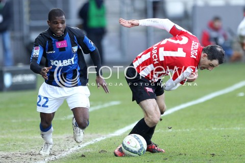  15.02.2014 KRAKOW<br />PILKA NOZNA POLSKA T-MOBILE EKSTRAKLASA SEZON 2013/2014 <br />FOOTBALL POLISH EKSTRAKLASA SEASON 2013/2014<br />CRACOVIA - ZAWISZA BYDGOSZCZ<br />N/Z LUIS CARLOS SLAWOMIR SZELIGA <br /> 