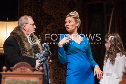  17.02.2014 WARSZAWA <br />SPEKTAKL ICH CZWORO W TEATRZE POLONIA<br />N/Z JERZY STUHR SONIA BOHOSIEWICZ MILENA POSWIATOWSKA<br /> 