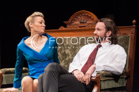  17.02.2014 WARSZAWA <br />SPEKTAKL ICH CZWORO W TEATRZE POLONIA<br />N/Z SONIA BOHOSIEWICZ TOMASZ KOT<br /> 