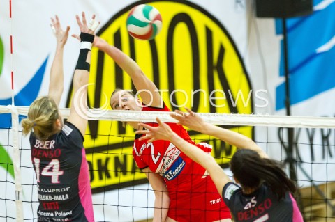  19.02.2014 RZESZOW SIATKOWKA <br />ENEA CUP PUCHAR POLSKI 2013/2014 <br />1/4 FINALU PUCHARU POLSKI <br />MECZ DEVELOPRES RZESZOW - BKS ALUPROF BIELSKO - BIALA<br />N/Z MAGDALENA OLSZOWKA HEIKE BEIER <br /> 