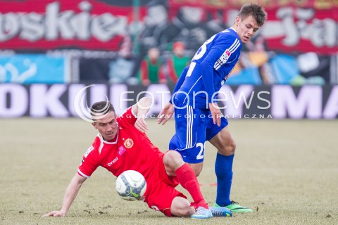  22.02.2014 LODZ PILKA NOZNA POLSKA T-MOBILE EKSTRAKLASA SEZON 2013/2014 FOOTBALL POLISH EKSTRAKLASA SEASON 2013/2014 WIDZEW LODZ - PIAST GLIWICE N/Z MARCIN KACZMAREK KORNEL OSYRA   