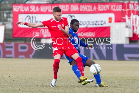  22.02.2014 LODZ PILKA NOZNA POLSKA T-MOBILE EKSTRAKLASA SEZON 2013/2014 FOOTBALL POLISH EKSTRAKLASA SEASON 2013/2014 WIDZEW LODZ - PIAST GLIWICE N/Z VICTOR NIKIEMA VELJKO BATROVIC   