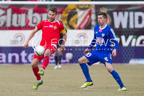  22.02.2014 LODZ PILKA NOZNA POLSKA T-MOBILE EKSTRAKLASA SEZON 2013/2014 FOOTBALL POLISH EKSTRAKLASA SEASON 2013/2014 WIDZEW LODZ - PIAST GLIWICE N/Z LUKASZ HANZEL MATEUSZ CETNARSKI   