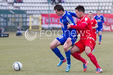  22.02.2014 LODZ PILKA NOZNA POLSKA T-MOBILE EKSTRAKLASA SEZON 2013/2014 FOOTBALL POLISH WIDZEW LODZ - PIAST GLIWICE N/Z MARIUSZ RYBICKI KORNEL OSYRA   