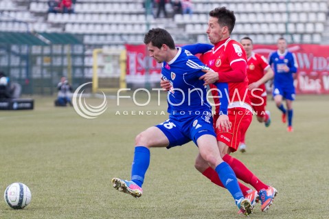  22.02.2014 LODZ PILKA NOZNA POLSKA T-MOBILE EKSTRAKLASA SEZON 2013/2014 FOOTBALL POLISH WIDZEW LODZ - PIAST GLIWICE N/Z MARIUSZ RYBICKI KORNEL OSYRA   
