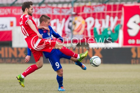  22.02.2014 LODZ PILKA NOZNA POLSKA T-MOBILE EKSTRAKLASA SEZON 2013/2014 FOOTBALL POLISH WIDZEW LODZ - PIAST GLIWICE N/Z MICHAL PLOTKA RADOSLAW MURAWSKI   