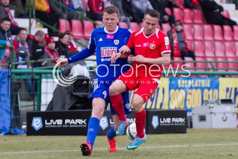  22.02.2014 LODZ PILKA NOZNA POLSKA T-MOBILE EKSTRAKLASA SEZON 2013/2014 FOOTBALL POLISH WIDZEW LODZ - PIAST GLIWICE N/Z MARCIN KACZMAREK MATEUSZ MATRAS   