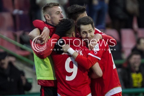  22.02.2014 LODZ PILKA NOZNA POLSKA T-MOBILE EKSTRAKLASA SEZON 2013/2014 FOOTBALL POLISH EKSTRAKLASA SEASON 2013/2014 WIDZEW LODZ - PIAST GLIWICE N/Z MARCIN KACZMAREK GOL RADOSC SYLWETKA   