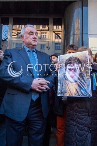  23.02.2014 WARSZAWA WIEC SOLIDARNOSCI Z UKRAINA W WARSZAWIE N/Z AMBASADOR UKRAINY W WARSZAWIE MARKIJAN MALSKYJ  