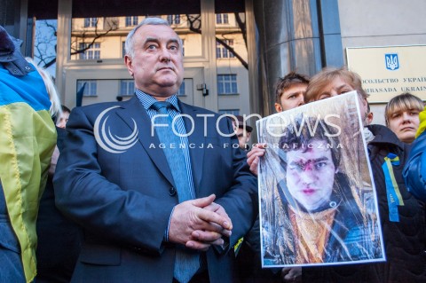  23.02.2014 WARSZAWA WIEC SOLIDARNOSCI Z UKRAINA W WARSZAWIE N/Z AMBASADOR UKRAINY W WARSZAWIE MARKIJAN MALSKYJ  