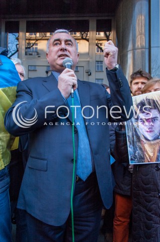  23.02.2014 WARSZAWA WIEC SOLIDARNOSCI Z UKRAINA W WARSZAWIE N/Z AMBASADOR UKRAINY W WARSZAWIE MARKIJAN MALSKYJ  
