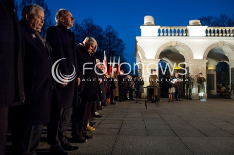  01.03.2014 WARSZAWA OBCHODY NARODOWEGO DNIA PAMIECI ZOLNIERZY WYKLETYCH W WARSZAWIE Z UDZIALEM JAROSLAWA KACZYNSKIEGO N/Z PREZES PIS JAROSLAW KACZYNSKI  