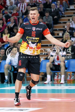  01.03.2014 RZESZOW <br />SIATKOWKA PLUS LIGA 2013/2014 MEN VOLLEYBALL POLAND POLISH PLUSLIGA LEAGUE SEASON 2013/2014 <br />MECZ ASSECO RESOVIA RZESZOW - CZARNI RADOM<br />N/Z KRZYSZTOF IGNACZAK SYLWETKA RADOSC EMOCJE <br /> 