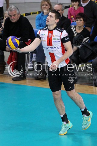  01.03.2014 RZESZOW <br />SIATKOWKA PLUS LIGA 2013/2014 MEN VOLLEYBALL POLAND POLISH PLUSLIGA LEAGUE SEASON 2013/2014 <br />MECZ ASSECO RESOVIA RZESZOW - CZARNI RADOM<br />N/Z DAWID KONARSKI SYLWETKA <br /> 