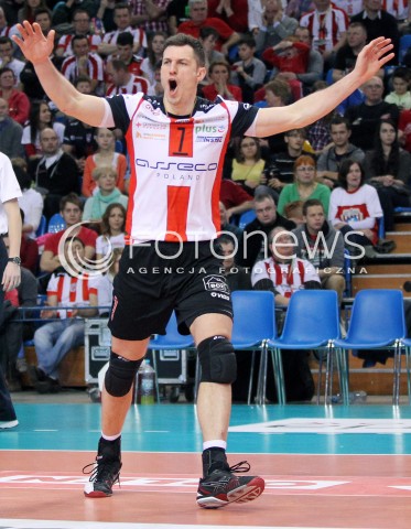  01.03.2014 RZESZOW <br />SIATKOWKA PLUS LIGA 2013/2014 MEN VOLLEYBALL POLAND POLISH PLUSLIGA LEAGUE SEASON 2013/2014 <br />MECZ ASSECO RESOVIA RZESZOW - CZARNI RADOM<br />N/Z ALEH ACHREM OLIEG AKHREM SYLWETKA RADOSC EMOCJE <br /> 