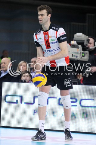  01.03.2014 RZESZOW <br />SIATKOWKA PLUS LIGA 2013/2014 MEN VOLLEYBALL POLAND POLISH PLUSLIGA LEAGUE SEASON 2013/2014 <br />MECZ ASSECO RESOVIA RZESZOW - CZARNI RADOM<br />N/Z PETER VERES SYLWETKA <br /> 