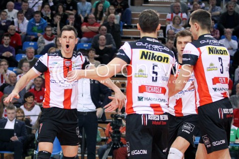  01.03.2014 RZESZOW <br />SIATKOWKA PLUS LIGA 2013/2014 MEN VOLLEYBALL POLAND POLISH PLUSLIGA LEAGUE SEASON 2013/2014 <br />MECZ ASSECO RESOVIA RZESZOW - CZARNI RADOM<br />N/Z ALEH ACHREM OLIEG AKHREM PETER VERES RADOSC EMOCJE <br /> 