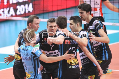  01.03.2014 RZESZOW <br />SIATKOWKA PLUS LIGA 2013/2014 MEN VOLLEYBALL POLAND POLISH PLUSLIGA LEAGUE SEASON 2013/2014 <br />MECZ ASSECO RESOVIA RZESZOW - CZARNI RADOM<br />N/Z JAKUB WACHNIK WYTZE KOOISTRA RADOSC EMOCJE <br /> 