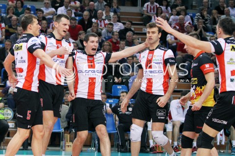  01.03.2014 RZESZOW <br />SIATKOWKA PLUS LIGA 2013/2014 MEN VOLLEYBALL POLAND POLISH PLUSLIGA LEAGUE SEASON 2013/2014 <br />MECZ ASSECO RESOVIA RZESZOW - CZARNI RADOM<br />N/Z LUKAS TICHACEK WOJCIECH GRZYB DAWID KONARSKI PETER VERES RADOSC EMOCJE <br /> 