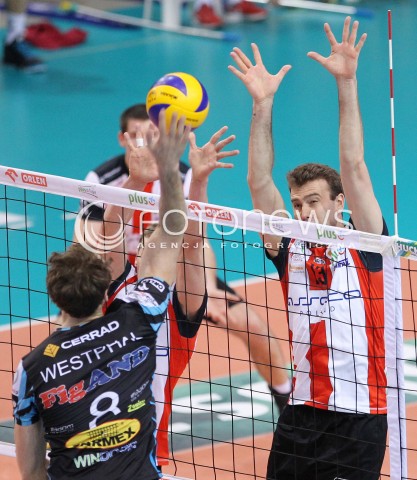  01.03.2014 RZESZOW <br />SIATKOWKA PLUS LIGA 2013/2014 MEN VOLLEYBALL POLAND POLISH PLUSLIGA LEAGUE SEASON 2013/2014 <br />MECZ ASSECO RESOVIA RZESZOW - CZARNI RADOM<br />N/Z PETER VERES DIRK WESTPHAL <br /> 