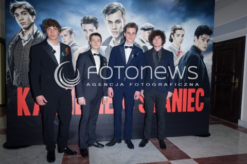  03.03.2014 WARSZAWA <br />
PREMIERA KAMIENIE NA SZANIEC W TEATRZE NARODOWYM<br />
N/Z MARCEL SABAT TOMASZ ZIETEK KAMIL SZEPTYCKI DAWID PODSIADLO<br />
 