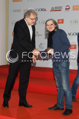  04.03.2014 WARSZAWA <br />SPOTKANIE Z NOMINOWANYMI DO POLSKICH NAGROD FILMOWYCH ORLY 2014 W PALACU PRYMASOWSKIM<br />N/Z CEZARY GRZESIUK DARIUSZ JABLONSKI<br /> 