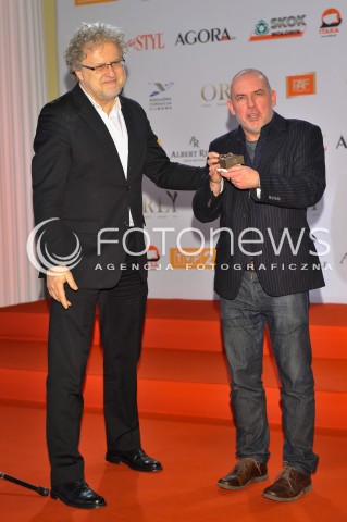  04.03.2014 WARSZAWA <br />SPOTKANIE Z NOMINOWANYMI DO POLSKICH NAGROD FILMOWYCH ORLY 2014 W PALACU PRYMASOWSKIM<br />N/Z JAROSLAW KAMINSKI DARIUSZ JABLONSKI<br /> 