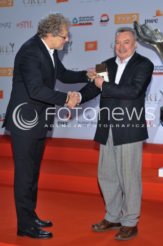  04.03.2014 WARSZAWA <br />SPOTKANIE Z NOMINOWANYMI DO POLSKICH NAGROD FILMOWYCH ORLY 2014 W PALACU PRYMASOWSKIM<br />N/Z DARIUSZ JABLONSKI ANDRZEJ HALINSKI<br /> 