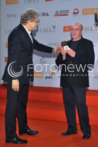  04.03.2014 WARSZAWA <br />SPOTKANIE Z NOMINOWANYMI DO POLSKICH NAGROD FILMOWYCH ORLY 2014 W PALACU PRYMASOWSKIM<br />N/Z MICHAL ZARNECKI DARIUSZ JABLONSKI<br /> 