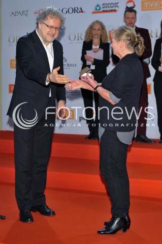  04.03.2014 WARSZAWA <br />SPOTKANIE Z NOMINOWANYMI DO POLSKICH NAGROD FILMOWYCH ORLY 2014 W PALACU PRYMASOWSKIM<br />N/Z ANNA NEHREBECKA DARIUSZ JABLONSKI<br /> 