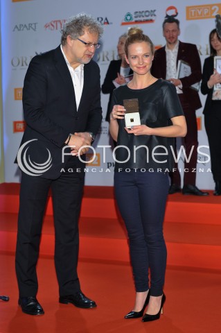  04.03.2014 WARSZAWA <br />SPOTKANIE Z NOMINOWANYMI DO POLSKICH NAGROD FILMOWYCH ORLY 2014 W PALACU PRYMASOWSKIM<br />N/Z MARTA NIERADKIEWICZ DARIUSZ JABLONSKI<br /> 