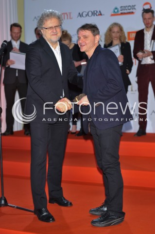  04.03.2014 WARSZAWA <br />SPOTKANIE Z NOMINOWANYMI DO POLSKICH NAGROD FILMOWYCH ORLY 2014 W PALACU PRYMASOWSKIM<br />N/Z MACIEJ PIEPRZYCA DARIUSZ JABLONSKI<br /> 