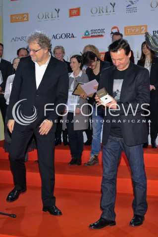  04.03.2014 WARSZAWA <br />SPOTKANIE Z NOMINOWANYMI DO POLSKICH NAGROD FILMOWYCH ORLY 2014 W PALACU PRYMASOWSKIM<br />N/Z ROBERT WIECKIEWICZ DARIUSZ JABLONSKI<br /> 