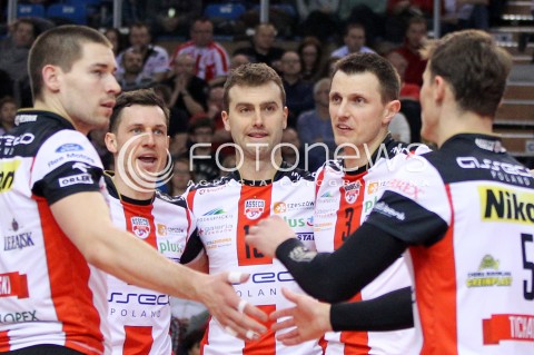  08.03.2014 RZESZOW <br />SIATKOWKA PLUS LIGA 2013/2014 MEN VOLLEYBALL POLAND POLISH PLUSLIGA LEAGUE SEASON 2013/2014 <br />MECZ ASSECO RESOVIA RZESZOW - EFFECTOR KIELCE <br />N/Z ALEH ACHREM OLIEG AKHREM PETER VERES WOJCIECH GRZYB DAWID KONARSKI RADOSC EMOCJE <br /> 