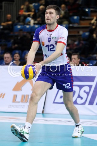  08.03.2014 RZESZOW <br />SIATKOWKA PLUS LIGA 2013/2014 MEN VOLLEYBALL POLAND POLISH PLUSLIGA LEAGUE SEASON 2013/2014 <br />MECZ ASSECO RESOVIA RZESZOW - EFFECTOR KIELCE <br />N/Z LUKASZ POLANSKI SYLWETKA <br /> 