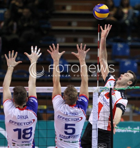  08.03.2014 RZESZOW <br />SIATKOWKA PLUS LIGA 2013/2014 MEN VOLLEYBALL POLAND POLISH PLUSLIGA LEAGUE SEASON 2013/2014 <br />MECZ ASSECO RESOVIA RZESZOW - EFFECTOR KIELCE <br />N/Z PETER VERES DAWID DRYJA PIOTR LIPINSKI <br /> 
