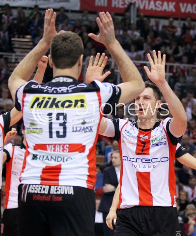  08.03.2014 RZESZOW <br />SIATKOWKA PLUS LIGA 2013/2014 MEN VOLLEYBALL POLAND POLISH PLUSLIGA LEAGUE SEASON 2013/2014 <br />MECZ ASSECO RESOVIA RZESZOW - EFFECTOR KIELCE <br />N/Z OLIEG ACHREM ALEH AKHREM RADOSC EMOCJE <br /> 