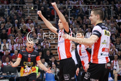  08.03.2014 RZESZOW <br />SIATKOWKA PLUS LIGA 2013/2014 MEN VOLLEYBALL POLAND POLISH PLUSLIGA LEAGUE SEASON 2013/2014 <br />MECZ ASSECO RESOVIA RZESZOW - EFFECTOR KIELCE <br />N/Z KRZYSZTOF IGNACZAK WOJCIECH GRZYB DAWID KONARSKI RADOSC EMOCJE <br /> 