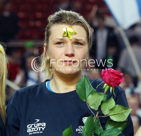  09.03.2014 OSTROWIEC SWIETOKRZYSKI<br />SIATKOWKA<br />FINAL PUCHARU POLSKI W PILCE SIATKOWEJ KOBIET ENEA CUP 2014 <br />MECZ FINALOWY CHEMIK POLICE - POLSKI CUKIER MUSZYNIANKA FAKRO BANK BPS MUSZYNA<br />CHEMIK POLICE ZDOBYWCA PUCHARU POLSKI ENEA CUP 2014<br />N/Z MALGORZATA GLINKA - MOGENTALE SYLWETKA <br /> 