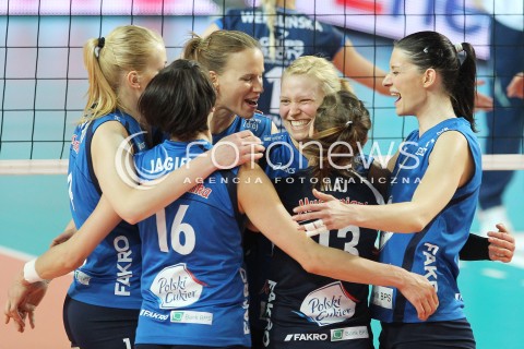  09.03.2014 OSTROWIEC SWIETOKRZYSKI<br />SIATKOWKA<br />FINAL PUCHARU POLSKI W PILCE SIATKOWEJ KOBIET ENEA CUP 2014 <br />MECZ FINALOWY CHEMIK POLICE - POLSKI CUKIER MUSZYNIANKA FAKRO BANK BPS MUSZYNA<br />N/Z GABRIELA JASINSKA IVANA PLCHOTOVA RADOSC EMOCJE <br /> 